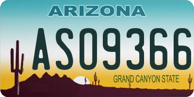 AZ license plate ASO9366