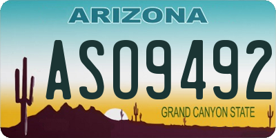AZ license plate ASO9492
