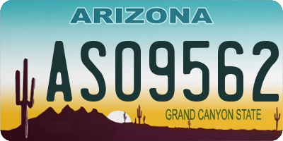 AZ license plate ASO9562