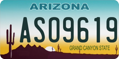 AZ license plate ASO9619