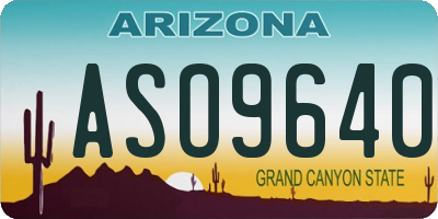 AZ license plate ASO9640