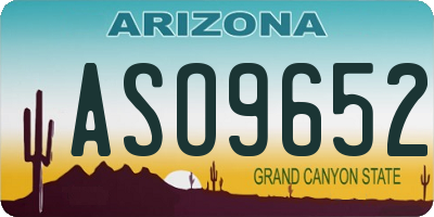 AZ license plate ASO9652
