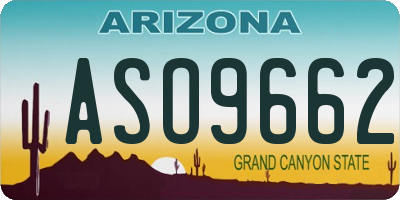 AZ license plate ASO9662