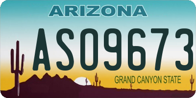 AZ license plate ASO9673