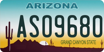 AZ license plate ASO9680