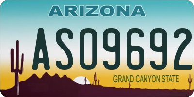 AZ license plate ASO9692
