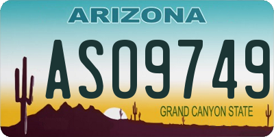 AZ license plate ASO9749
