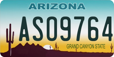 AZ license plate ASO9764