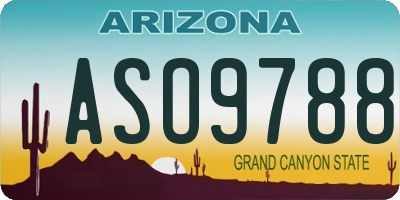 AZ license plate ASO9788