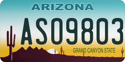 AZ license plate ASO9803