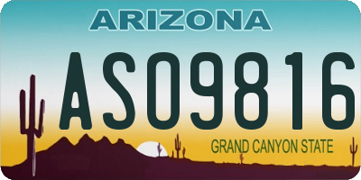 AZ license plate ASO9816