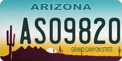 AZ license plate ASO9820