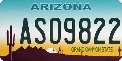 AZ license plate ASO9822