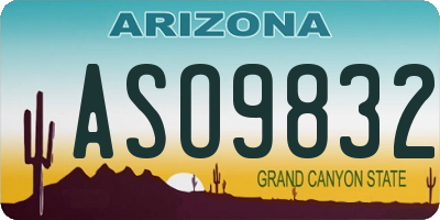 AZ license plate ASO9832