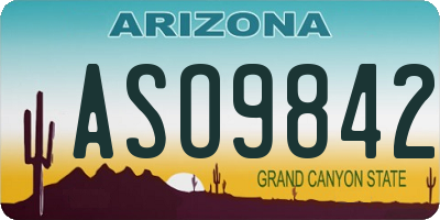 AZ license plate ASO9842