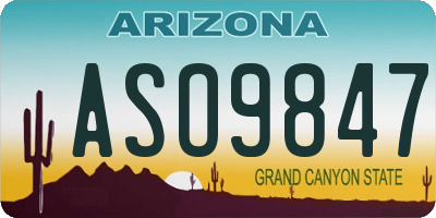 AZ license plate ASO9847