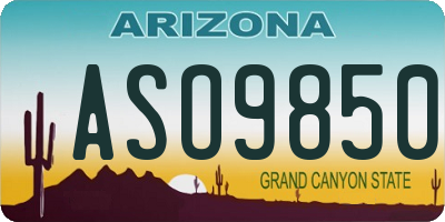 AZ license plate ASO9850