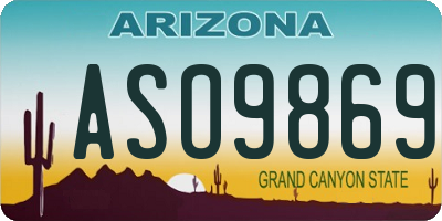 AZ license plate ASO9869