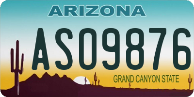 AZ license plate ASO9876