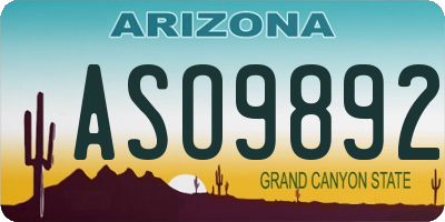 AZ license plate ASO9892