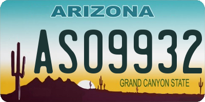 AZ license plate ASO9932