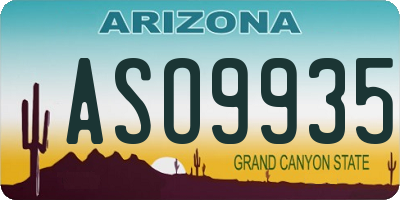 AZ license plate ASO9935