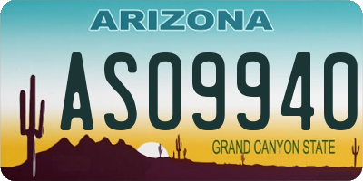 AZ license plate ASO9940