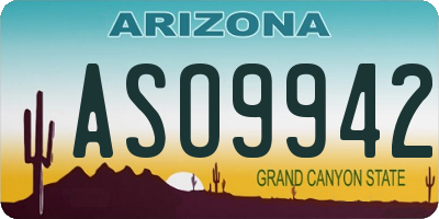 AZ license plate ASO9942