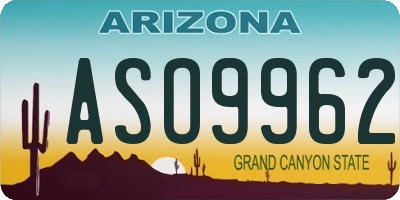 AZ license plate ASO9962