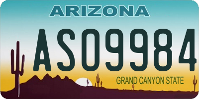 AZ license plate ASO9984