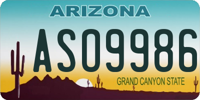 AZ license plate ASO9986