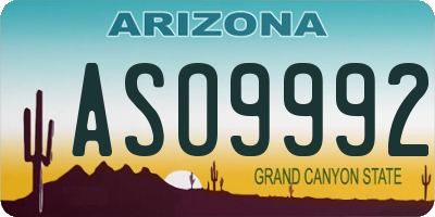 AZ license plate ASO9992