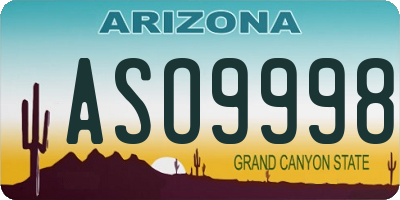 AZ license plate ASO9998