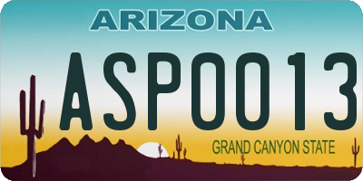AZ license plate ASP0013