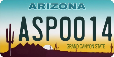 AZ license plate ASP0014