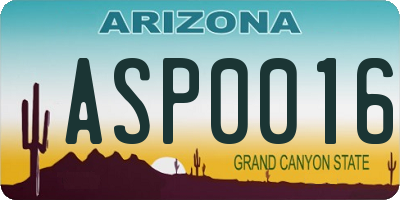 AZ license plate ASP0016