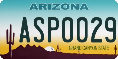 AZ license plate ASP0029