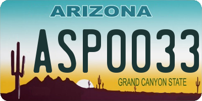 AZ license plate ASP0033
