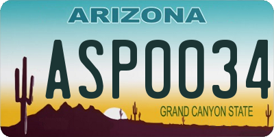 AZ license plate ASP0034