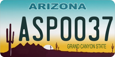 AZ license plate ASP0037