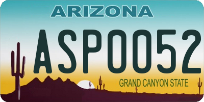 AZ license plate ASP0052