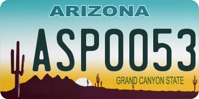 AZ license plate ASP0053