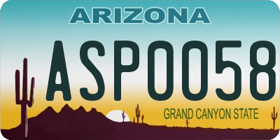 AZ license plate ASP0058