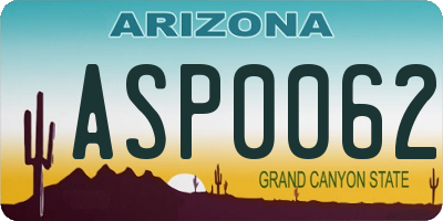 AZ license plate ASP0062