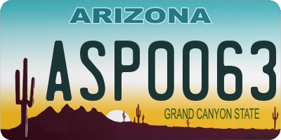 AZ license plate ASP0063