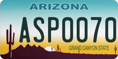 AZ license plate ASP0070