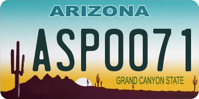 AZ license plate ASP0071