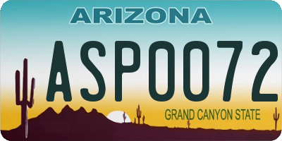 AZ license plate ASP0072
