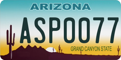 AZ license plate ASP0077