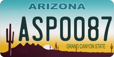 AZ license plate ASP0087